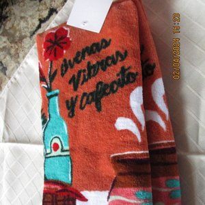 2 KITCHEN TOWELS "BUENAS VIBRAS Y CAFECITO" BY SONOMA 16"X28" NEW